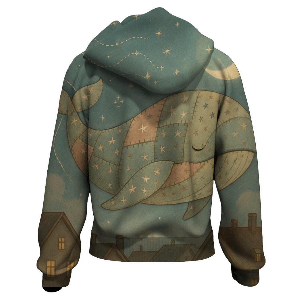 Stitched Sky Whale printed hoodies