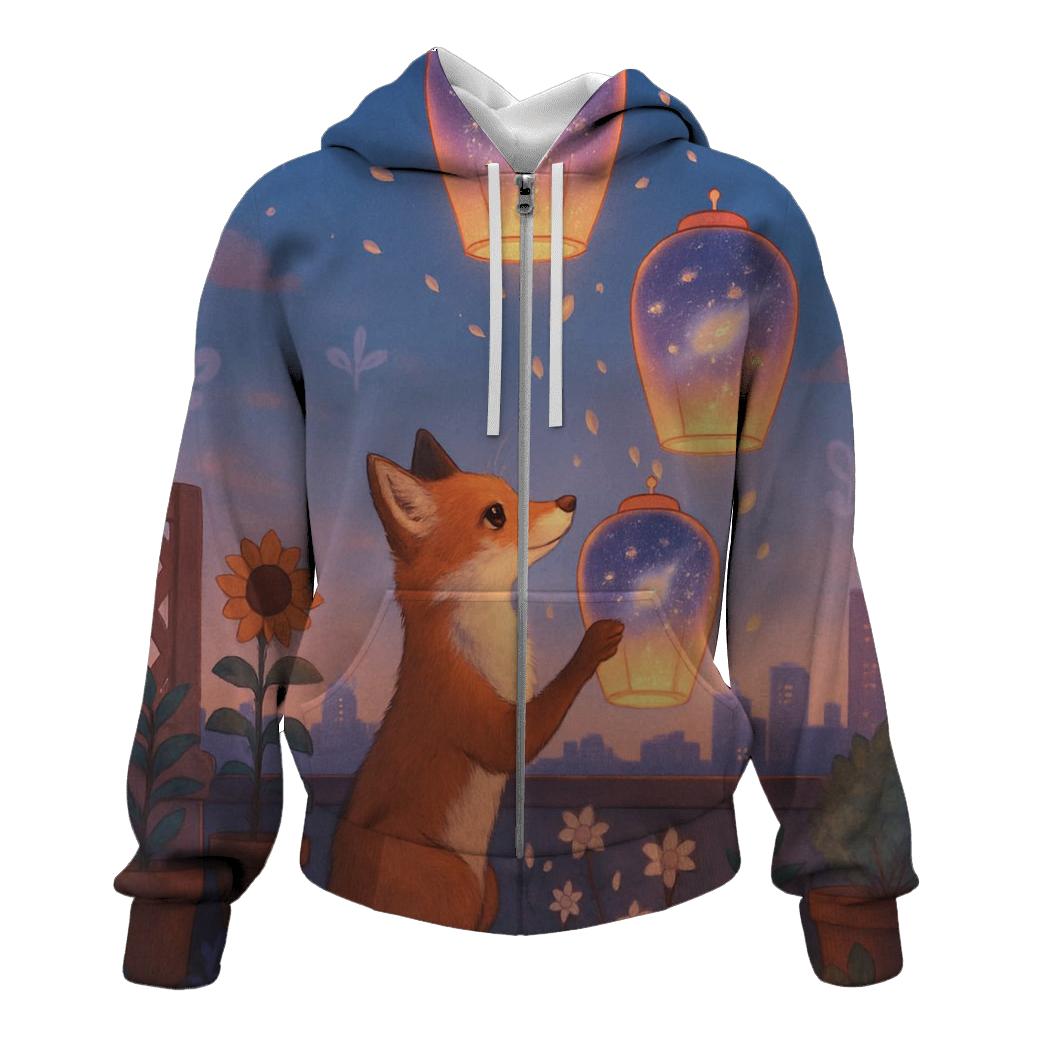 Lantern Garden Fox zip-up hoodies