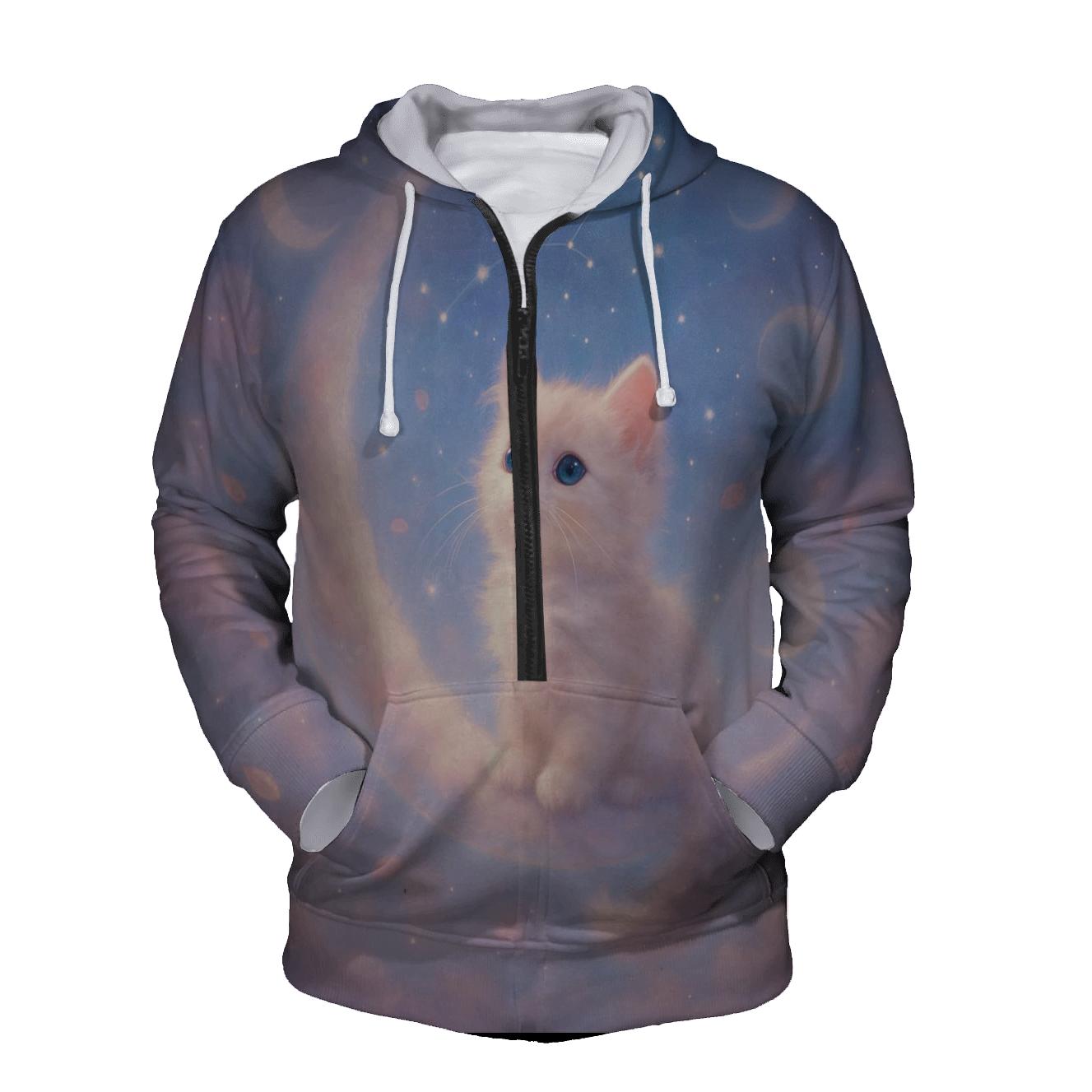Moonlit Cloud Kitten embroidered hoodies