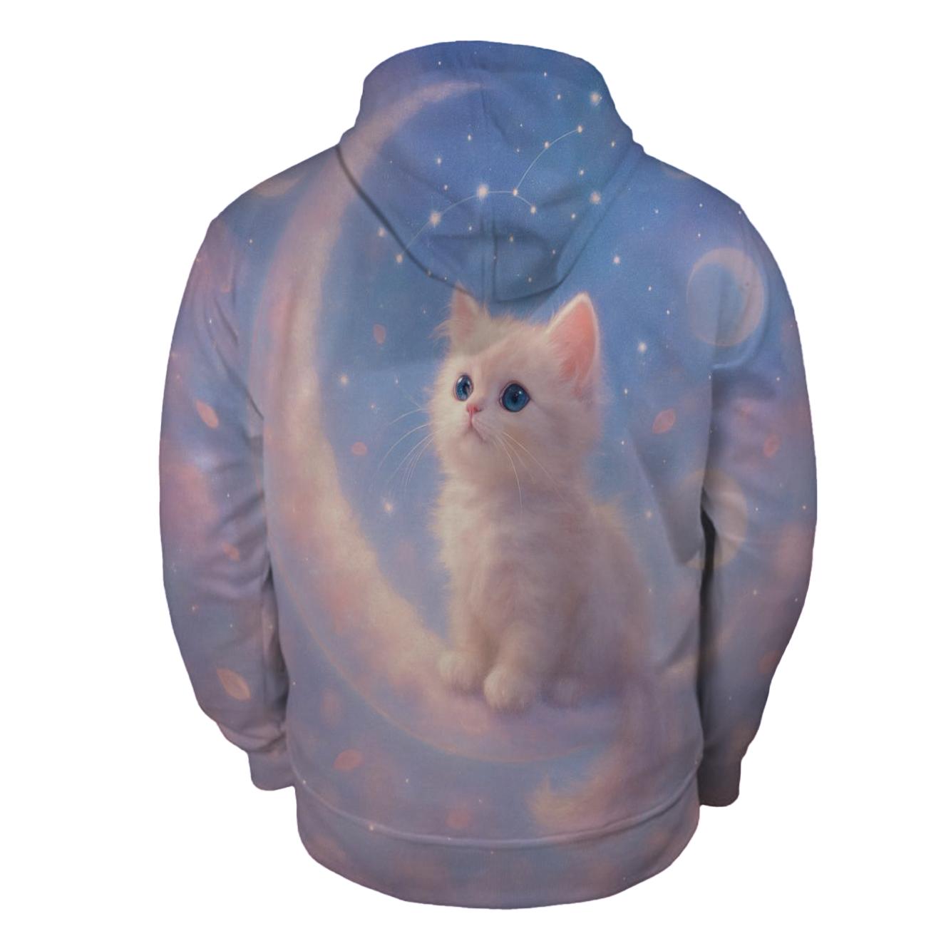 Moonlit Cloud Kitten embroidered hoodies