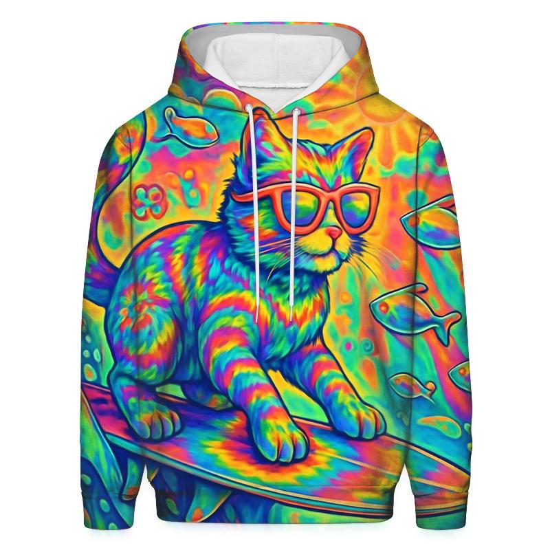 Psychedelic Surf Cat heavyweight hoodies