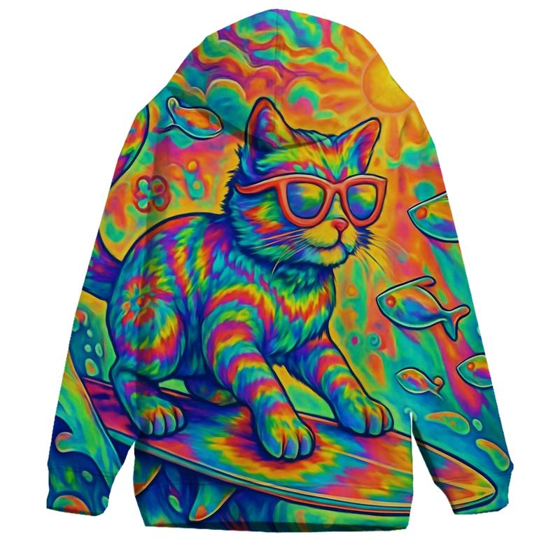 Psychedelic Surf Cat heavyweight hoodies