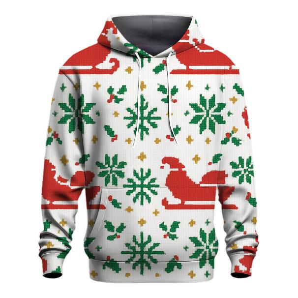 Santa Sleigh And Snowflake Mosaic Design zip-up hoodies