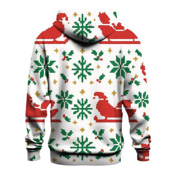 Santa Sleigh And Snowflake Mosaic Design zip-up hoodies