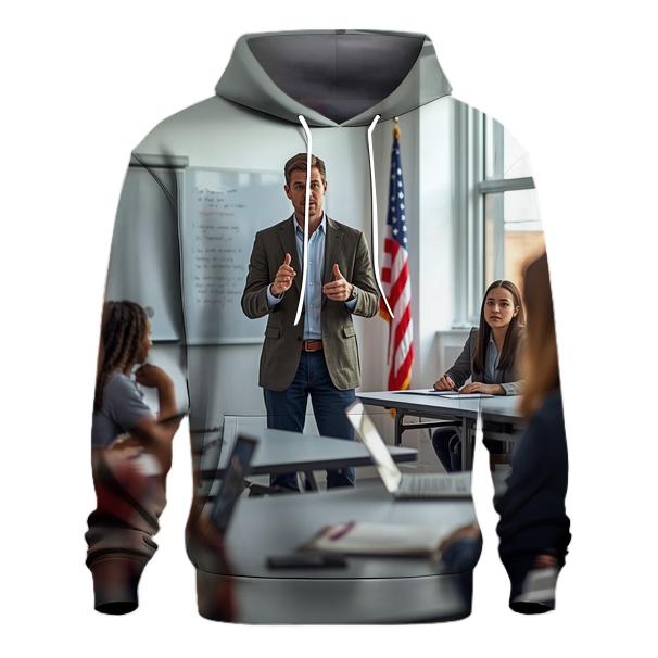 Charlie Kirk Hosting A Youth Leadership Workshop In A Modern Classroom hoodie styles