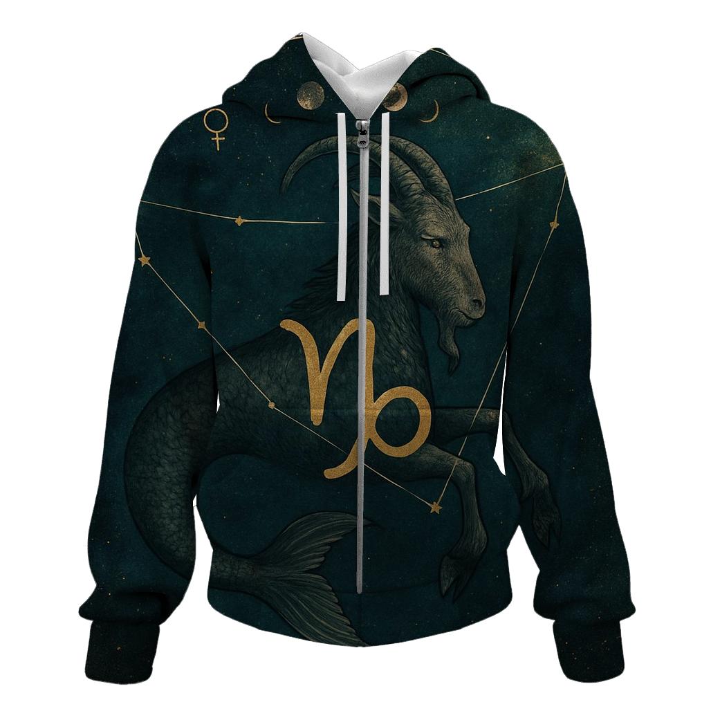 Capricorn Sea Goat Star Chart graphic hoodies