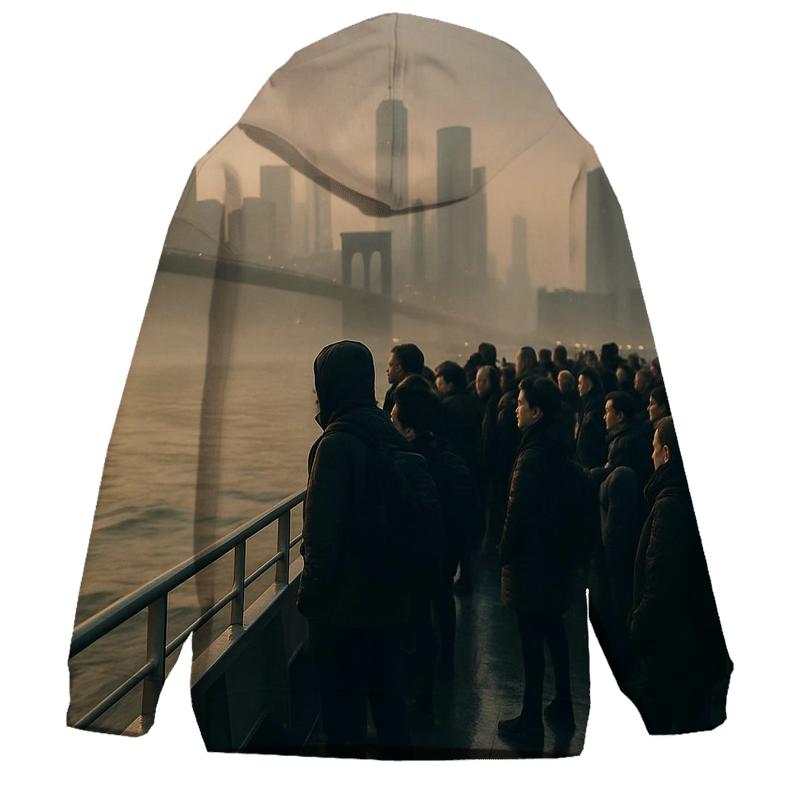 Dawn Ferry Crossing At Manhattan Edge zip-up hoodies