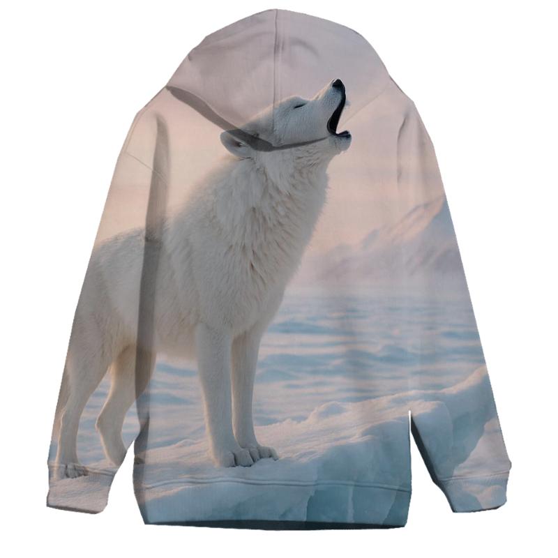 Wolf Howling At Frozen Arctic Dawn hoodie designs