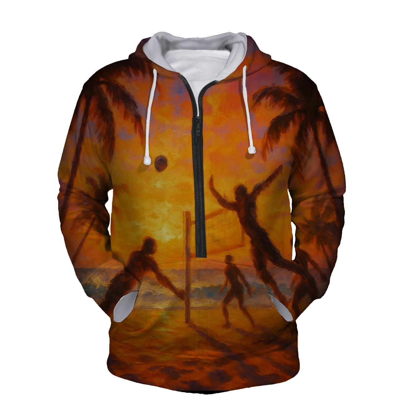 Brazilian Beach Volleyball Sunset designer hoodies