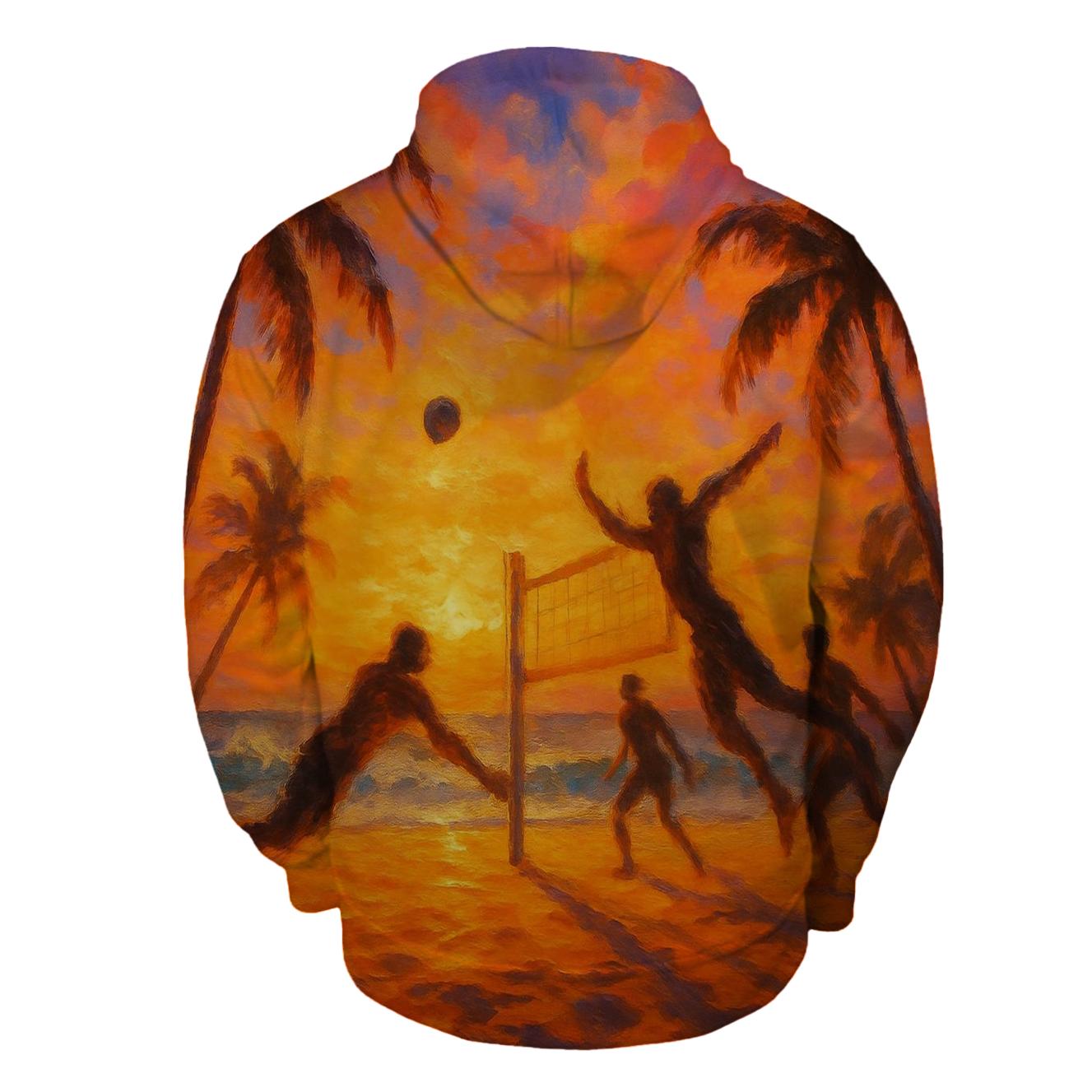 Brazilian Beach Volleyball Sunset designer hoodies