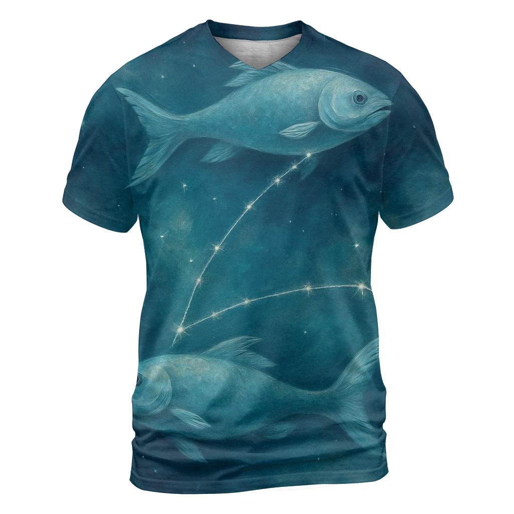 Serene Pisces Nebula Tapestry statement graphic shirts