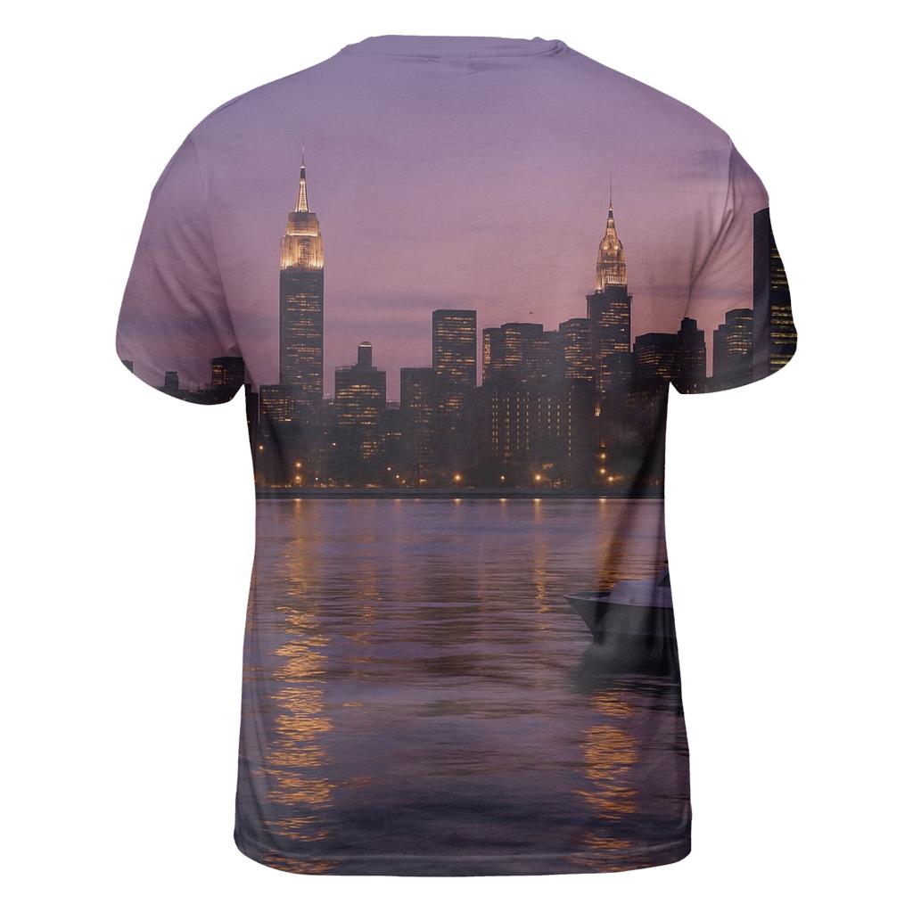 Twilight Reflections Over East River statement graphic shirts