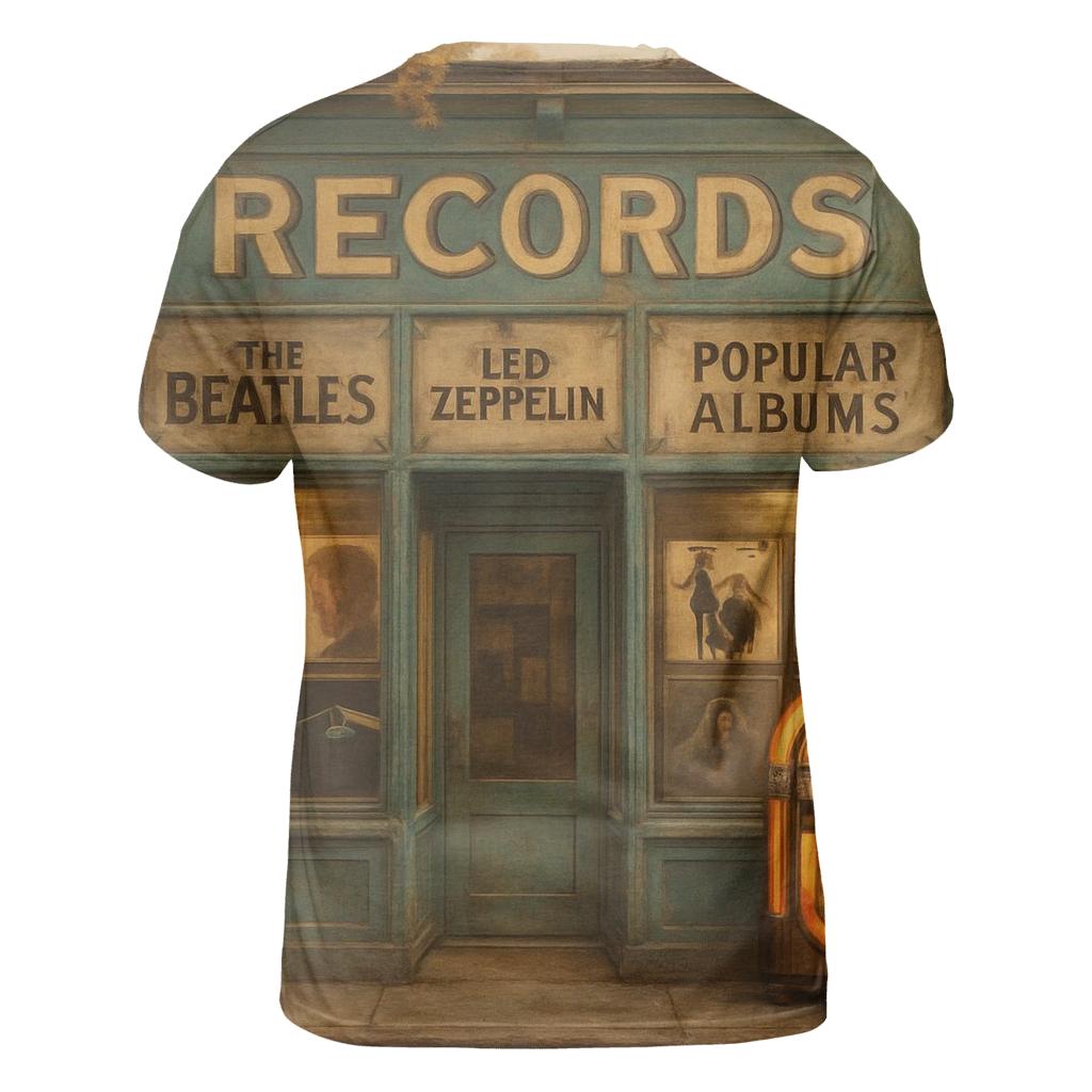 Classic Vinyl Record Shop Advertisement artistic all-over print tops