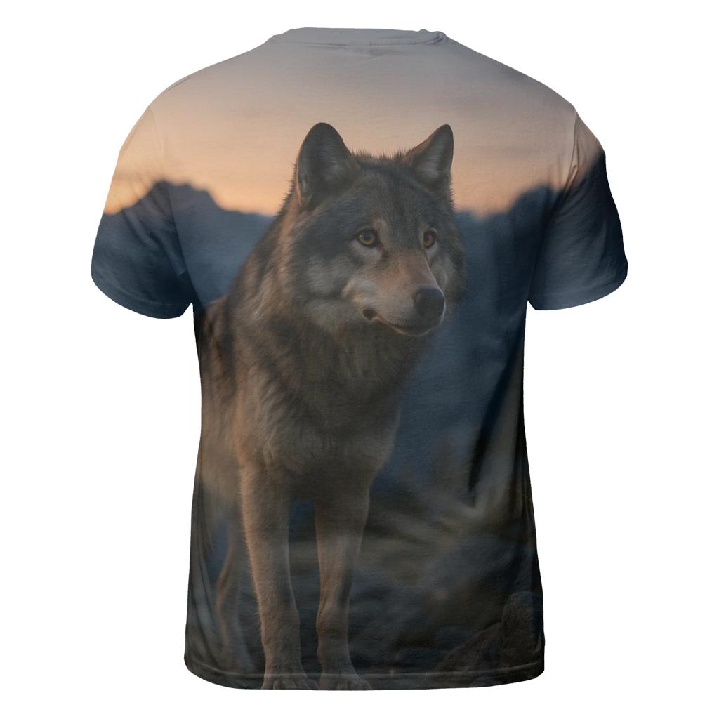 Lone Wolf At Twilight Mountain Ridge custom all-over print shirts