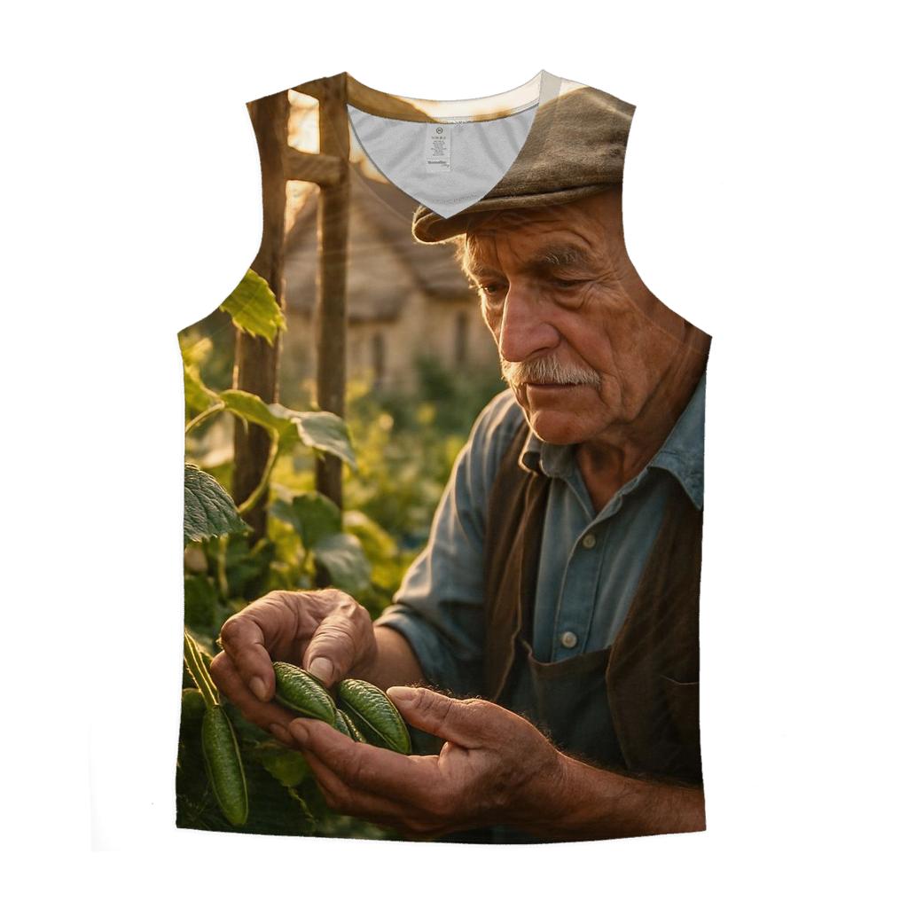 Harvesting Cornichons In A Traditional French Village Garden personalized athletic tanks