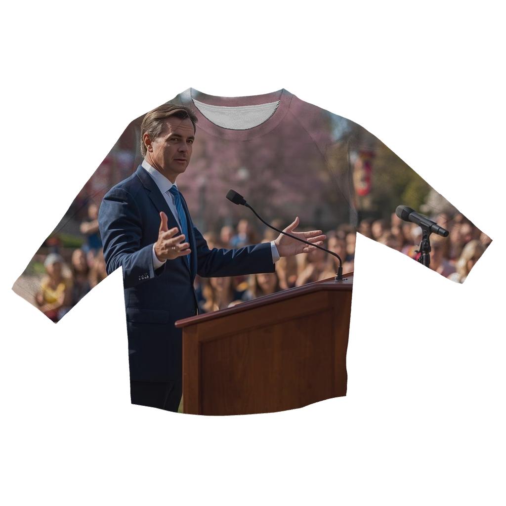 Charlie Kirk Engaged In College Campus Debate printed three quarter sleeve shirts