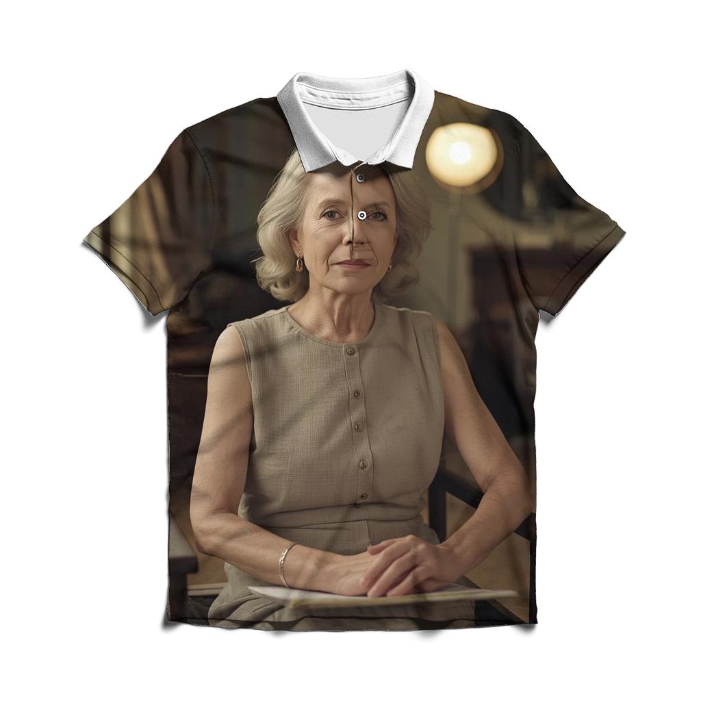 Polly Holliday On Set Reflection embroidered polo tops