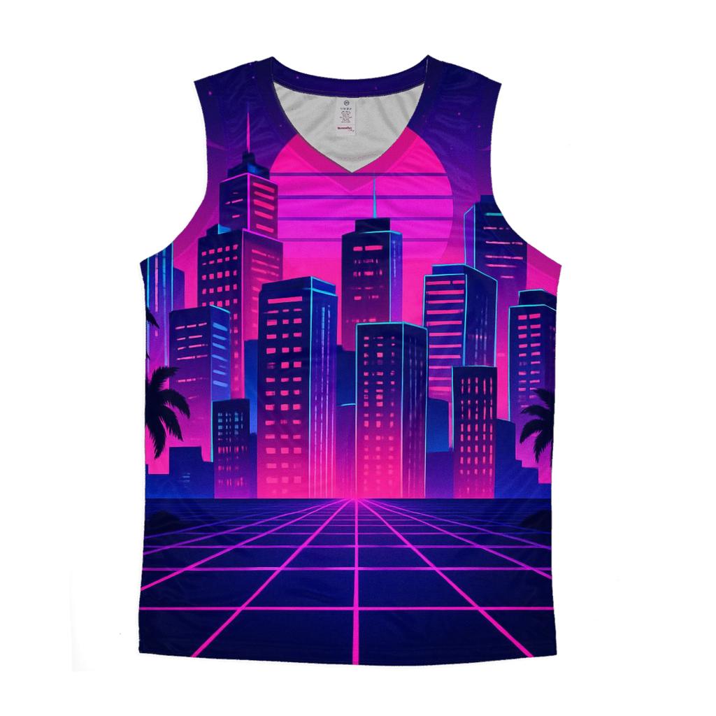 Synthwave City Nights sports performance tank tops