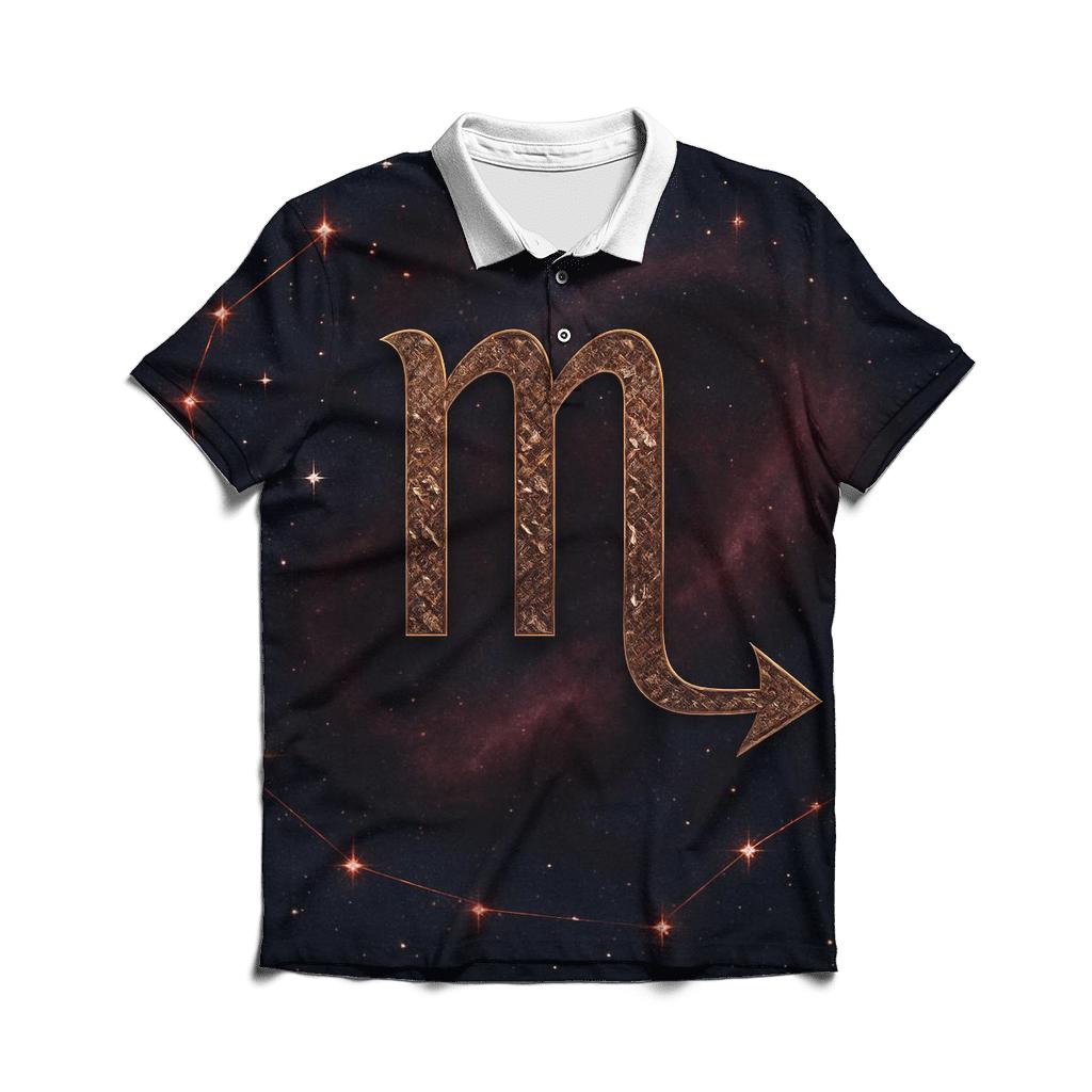 Luminous Scorpio Constellation Emblem stylish collar polo tees