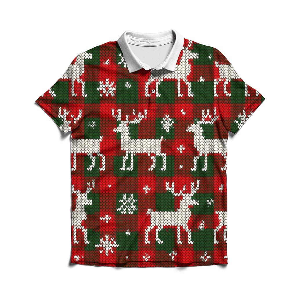 Jolly Reindeer Plaid Parade Design personalized polo shirts