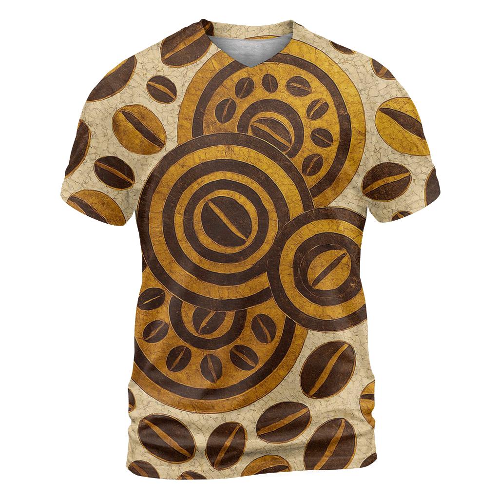 Golden Bean Mosaic creative print fashion shirts