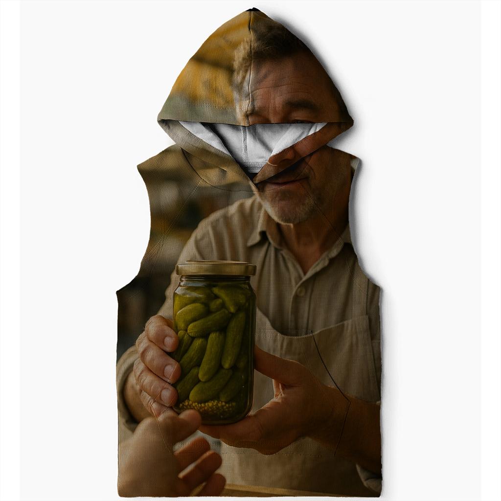 Market Pickle Vendor With Cornichon Jar heavyweight hoodies