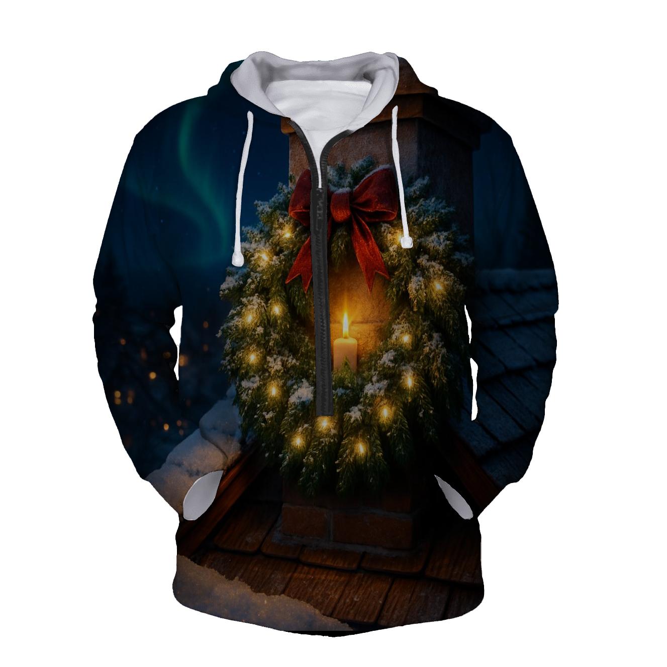 Starlit Wreath On Snowy Rooftop hoodie trends