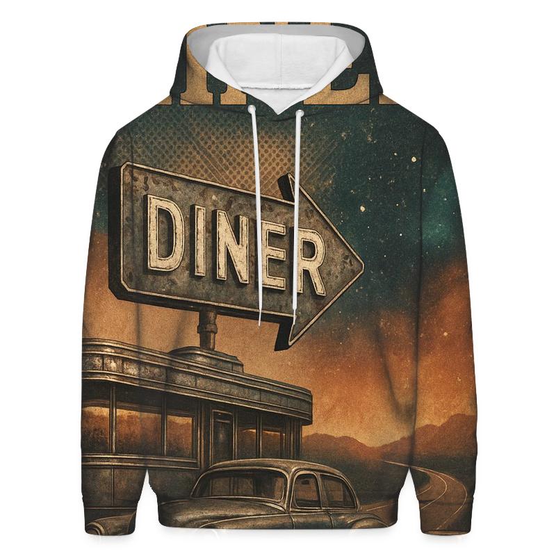 Starlit Diner Roadtrip Poster premium hoodies