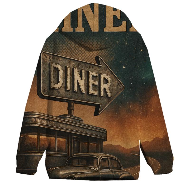 Starlit Diner Roadtrip Poster premium hoodies