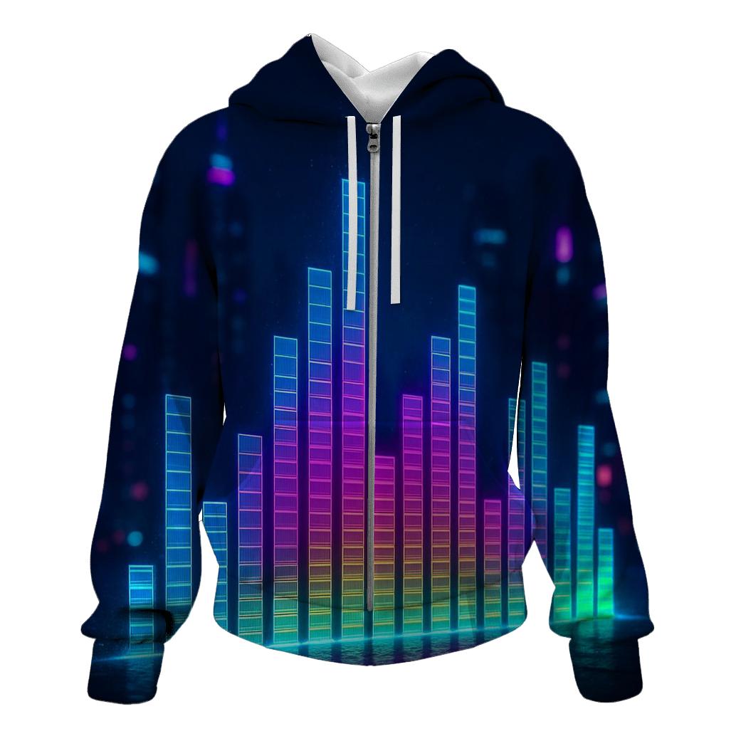 Holographic Equalizer Glow printed hoodies