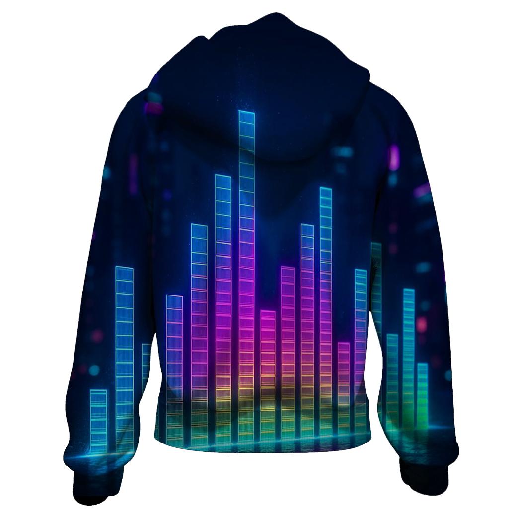 Holographic Equalizer Glow printed hoodies