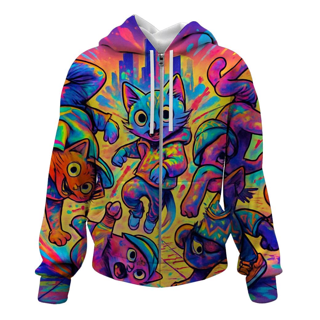 Graffiti Breakdance Crew Cats embroidered hoodies