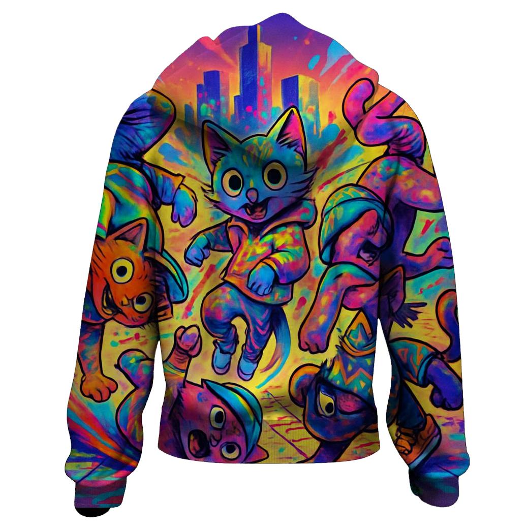 Graffiti Breakdance Crew Cats embroidered hoodies