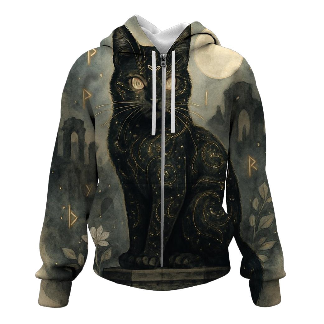 Mystic Moon Guardian Cat designer hoodies