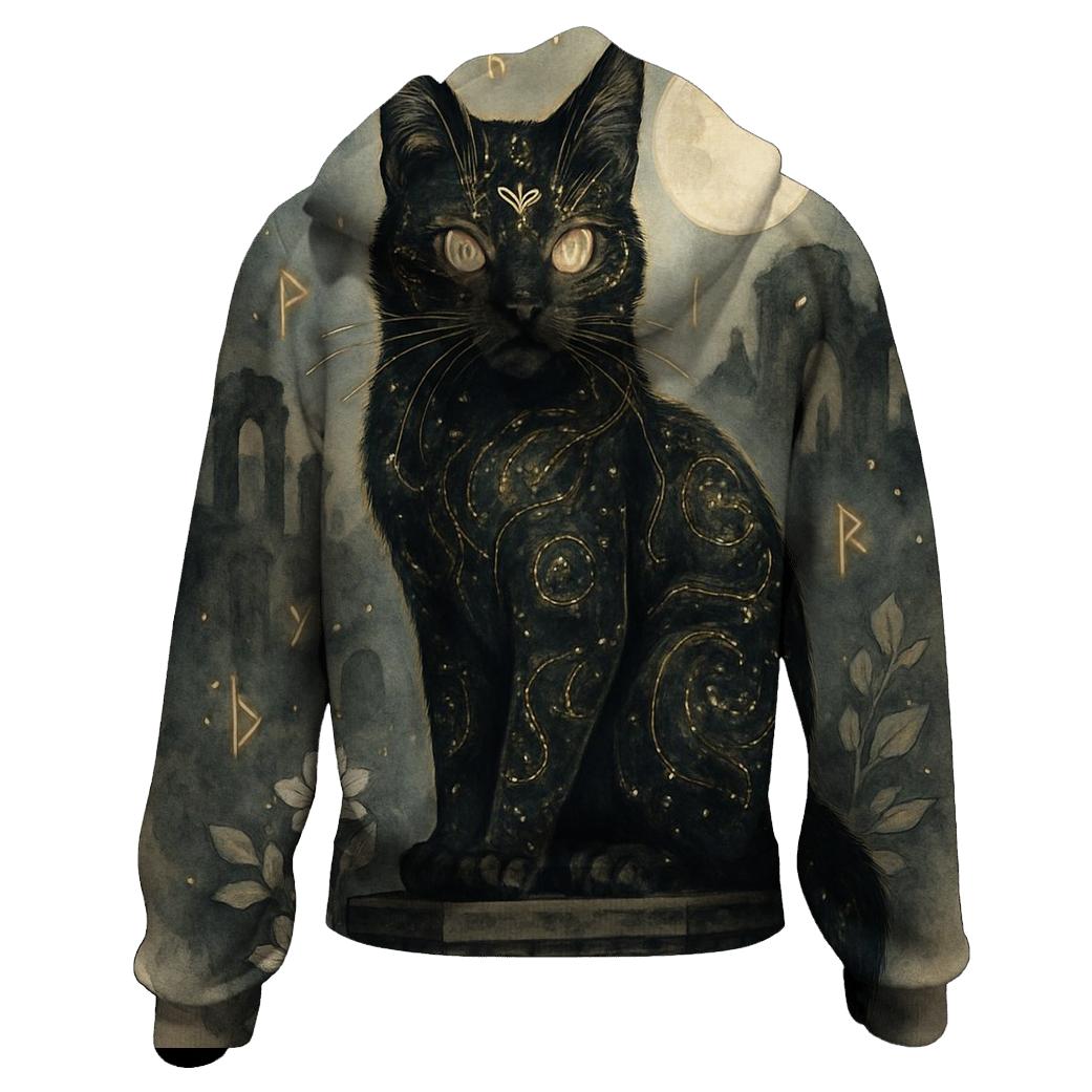 Mystic Moon Guardian Cat designer hoodies