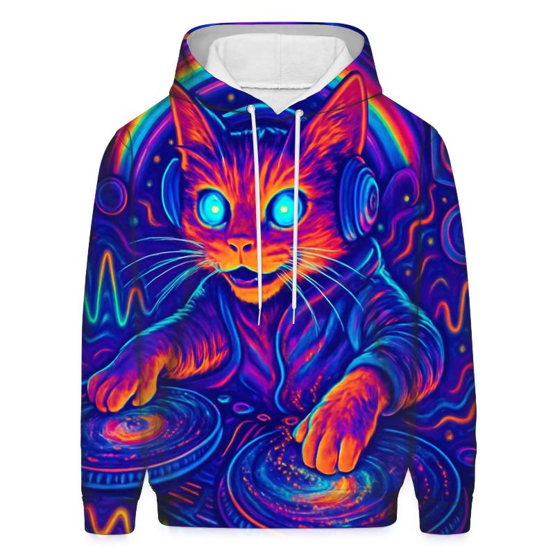 Psychedelic Stardust DJ Cat custom hoodies
