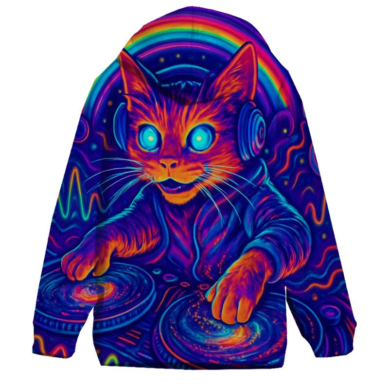 Psychedelic Stardust DJ Cat custom hoodies
