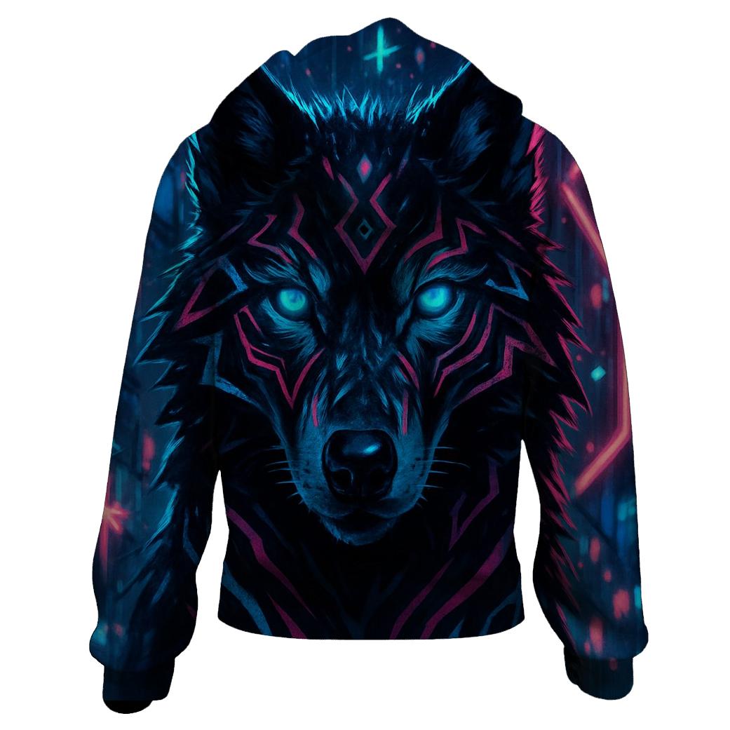 Neon Luminary Wolf premium hoodies
