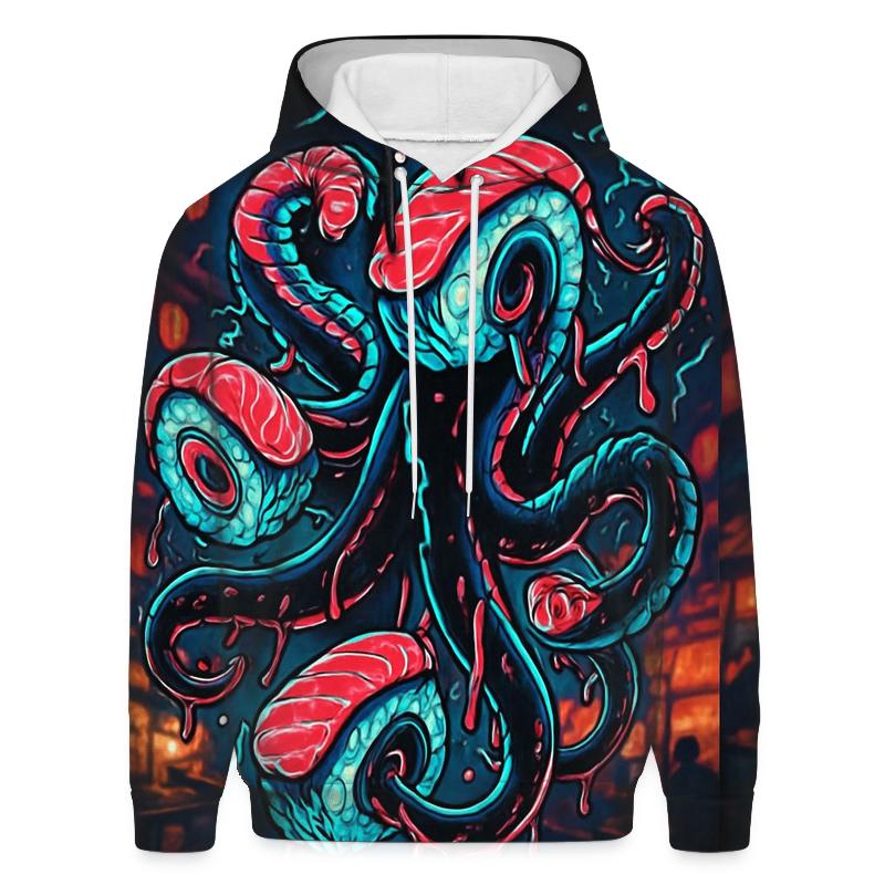 Neon Sushi Kraken printed hoodies