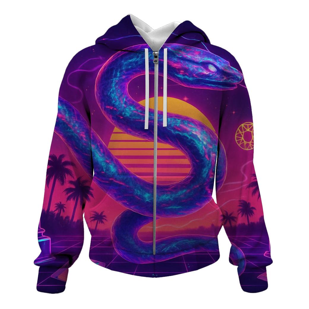 Vaporwave Roller Serpent premium hoodies