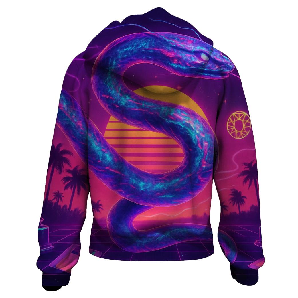 Vaporwave Roller Serpent premium hoodies