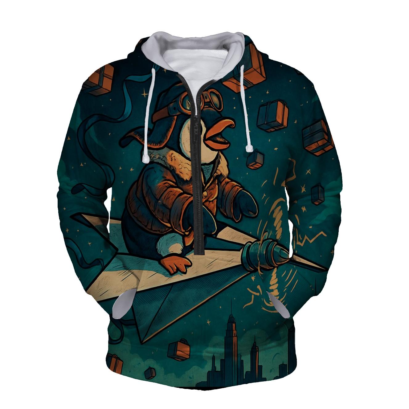 Haphazard Aviator Penguin lightweight hoodies