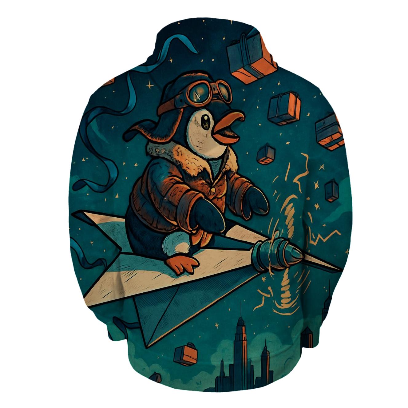 Haphazard Aviator Penguin lightweight hoodies