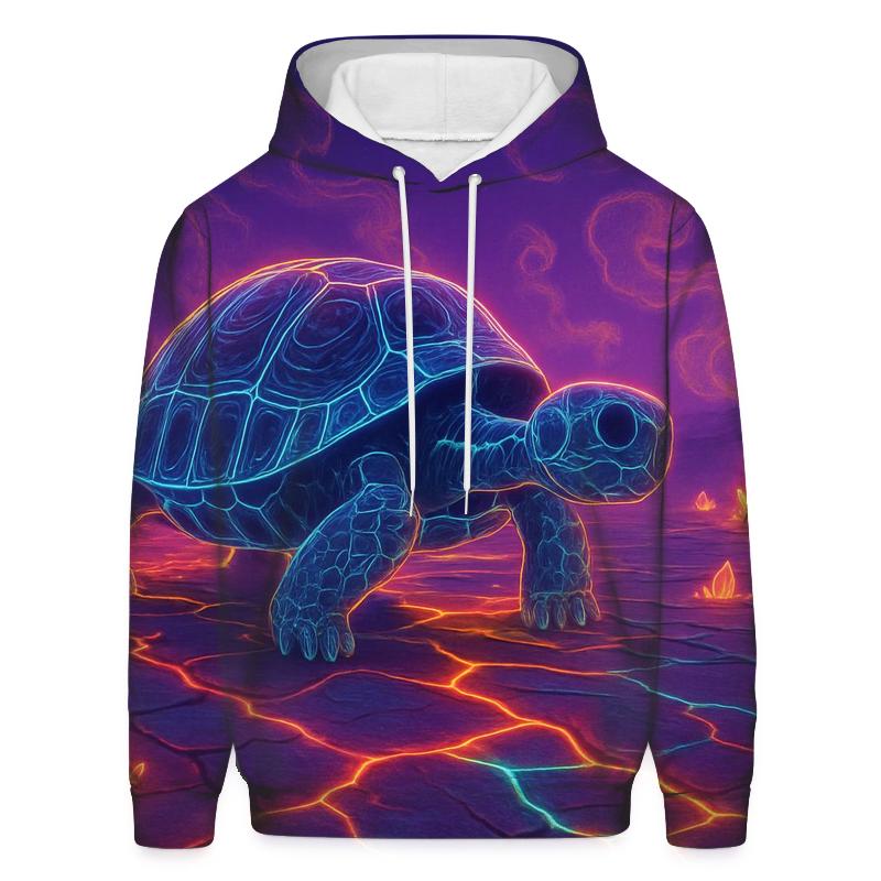 Fossilized Neon Tortoise printed hoodies