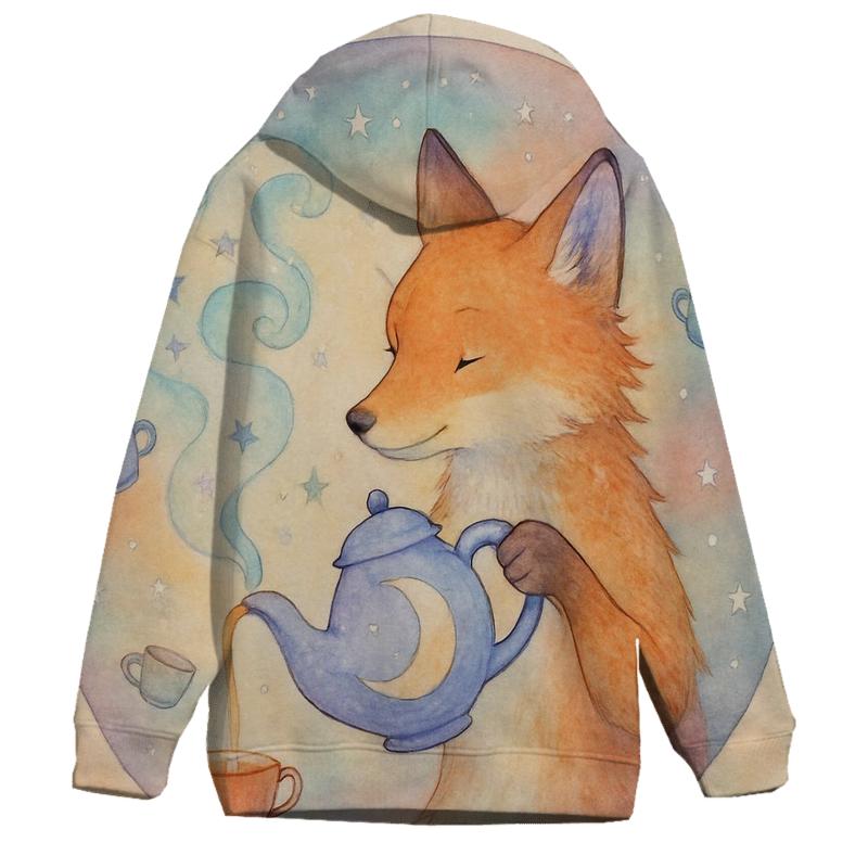 Celestial Tea Fox printed hoodies