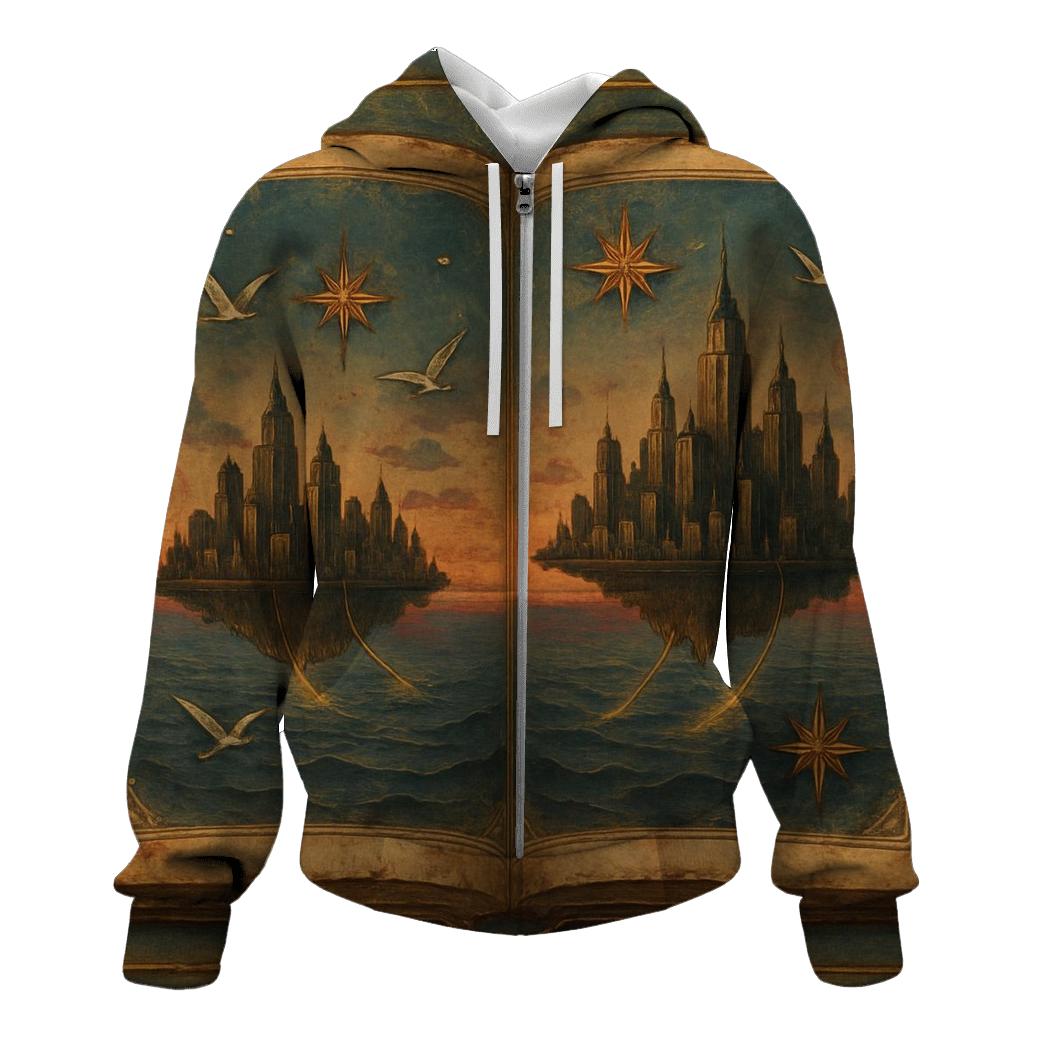 Atlas Of Lost Skylines zip-up hoodies