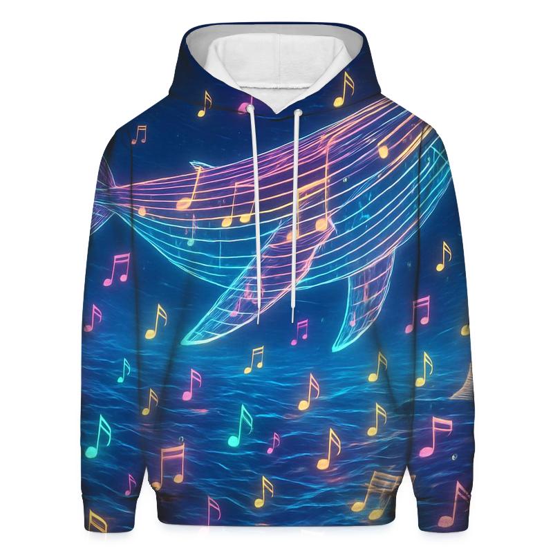 Harmonic Neon Whale embroidered hoodies