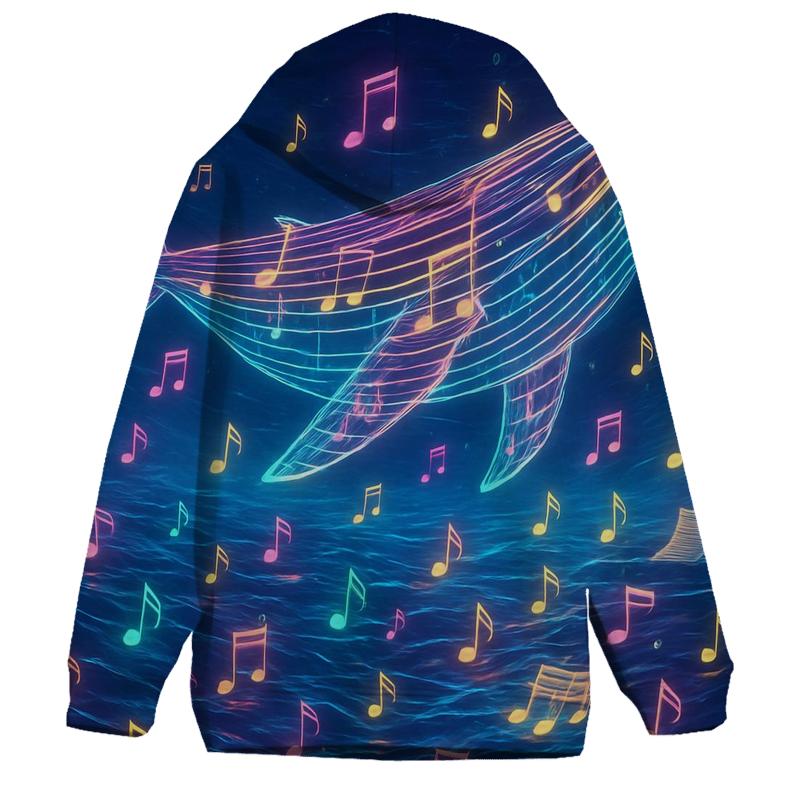 Harmonic Neon Whale embroidered hoodies