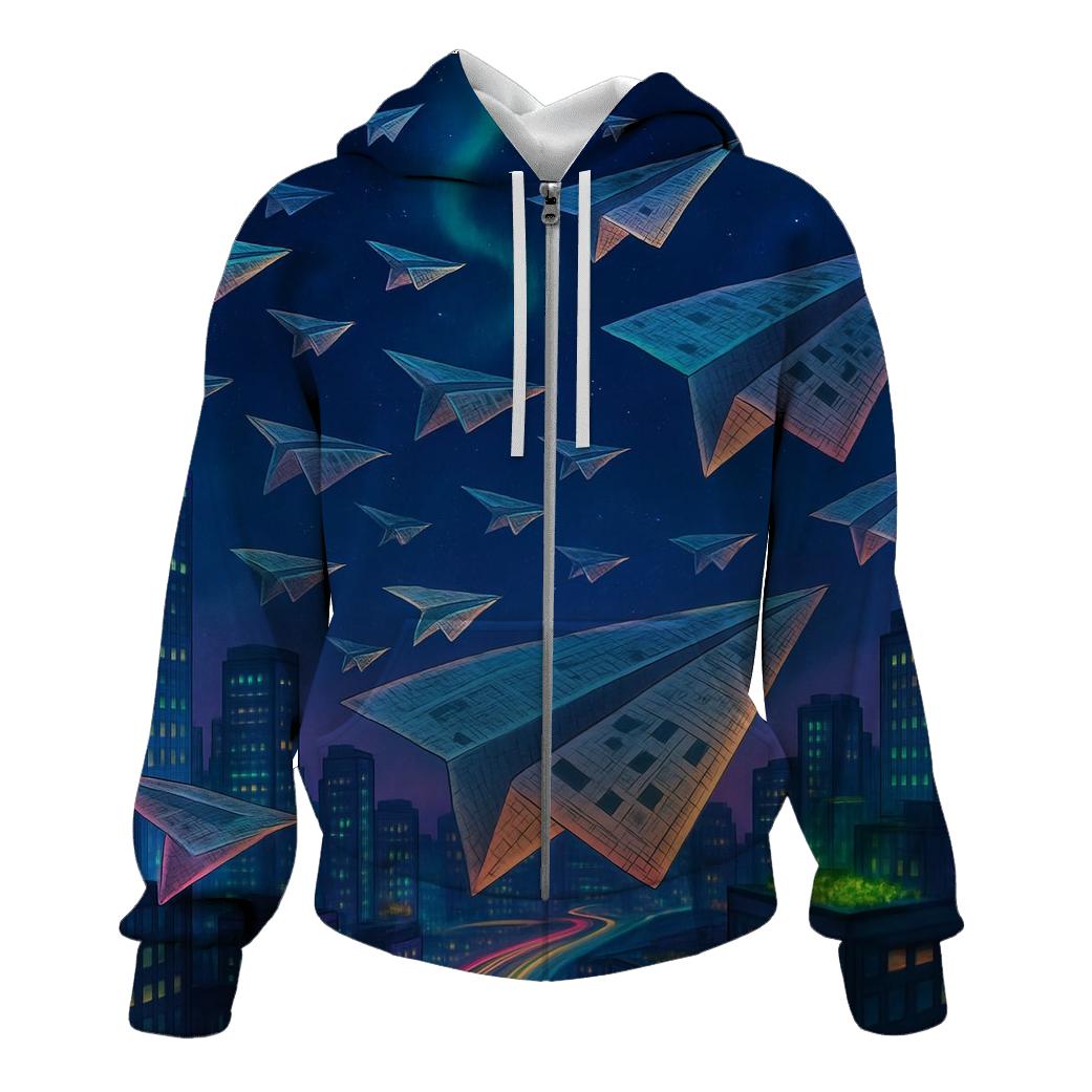 Aurora Paper Plane Fleet zip-up hoodies