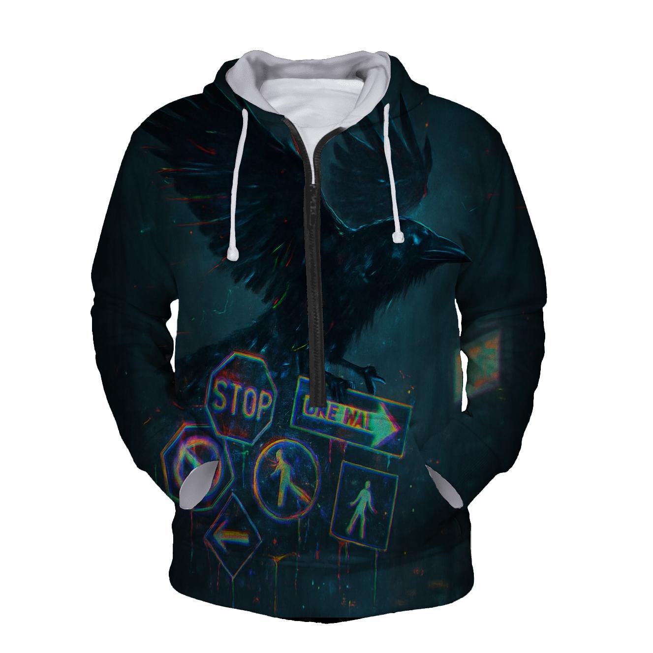 Haphazard Neon Raven lightweight hoodies